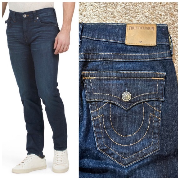 True Religion Other - True Religion Rocco Relaxed Skinny Jeans Dark Wash Button Flap Pocket Stretch 30